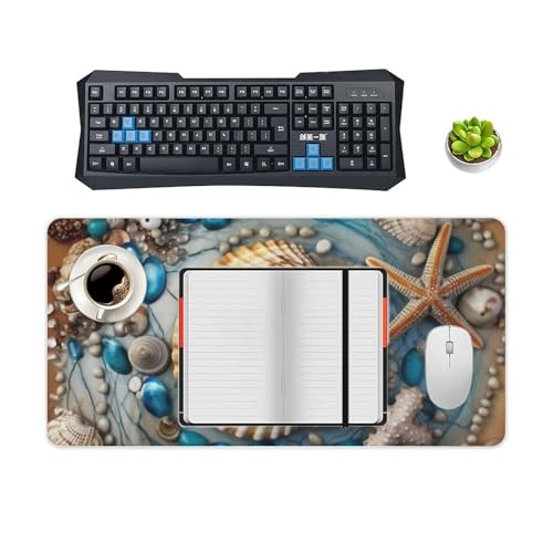 Desk Pad Protector 24x12 Inch Extended Ocean Shell Art miniatura 4