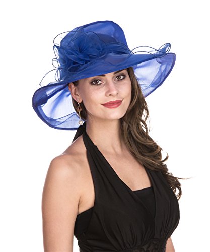 Saferin Women's Organza Church Kentucky Derby Fascinator Bridal Tea Party Wedding Hat (Sz-Blue) #TOP20