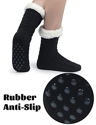 Image of Slipper Socks for Women with Gripper - Winter Non Slip Thick Fuzzy Socks - Warm Cozy Christmas Gift