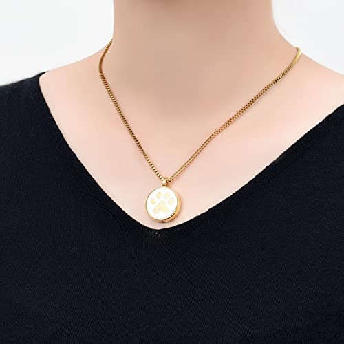 XSMZB Pet Paw Print Cremation Jewelry Urn Necklace for Ashes Round Dog Tag Ashes Keepsake Pendant Funeral Memorial Necklace3