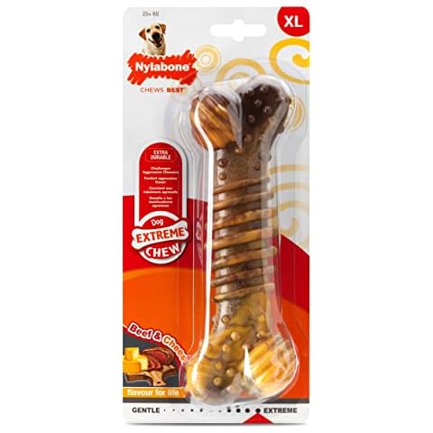 Nylabone Extreme Tough Dog Chew Toy Bone, Durable, Cleans Teeth, Beef & Cheese, X-Large, for Dogs Over 23 kg Cover