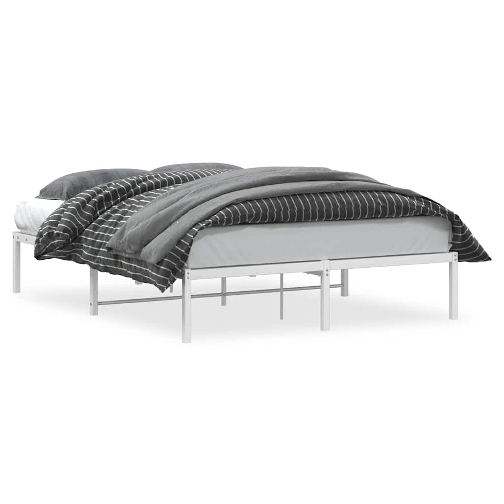 vidaXL Estructura de Cama, Somier de Listones con Almacenaje, Armazón Marco de Cama de Invitados, Mueble para Dormitorio, Metal Blanca 135x190 cm