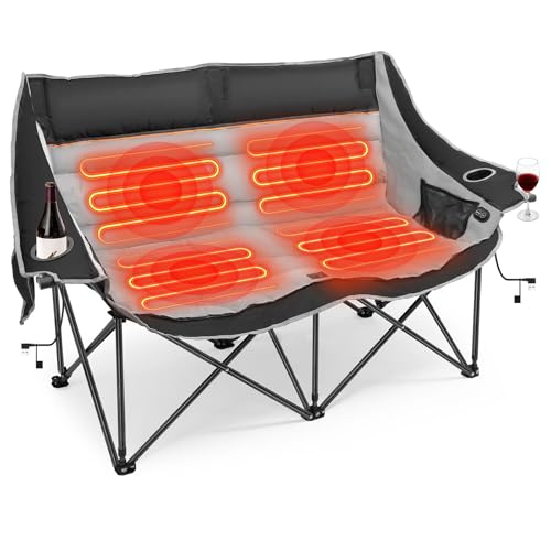 Suteck Heated Double Camping Chair, Heated Loveseat Chair...