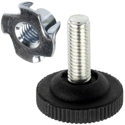 AERZETIX - Juego de 4 Patas niveladoras Regulables para Muebles M8 + 4 Tuercas en Garra de Golpe M8x11 Accesorios de nivelación y Ajuste de Altura para Mueble de Madera