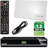 Telestar DVB-T2 Receiver + 3 Monate Freenet GRATIS + DVB-T Zimmerantenne +45 dbi + HDMI Kabel, HDTV, HD USB Mediaplayer, HDMI (Hybrid Receiver für DVB-T2 und Kabel TV) netshop 25 Bundle Set