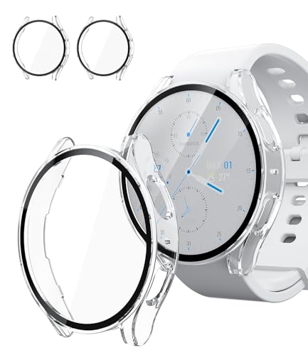 WEHAMU 2-Pack Case for Samsung Galaxy Watch 7 40mm Screen Protector Cases,PC Material with Built-in Tempered Glass Screen Protector for Samsung Watch 7 case 40mm [2 Clear]