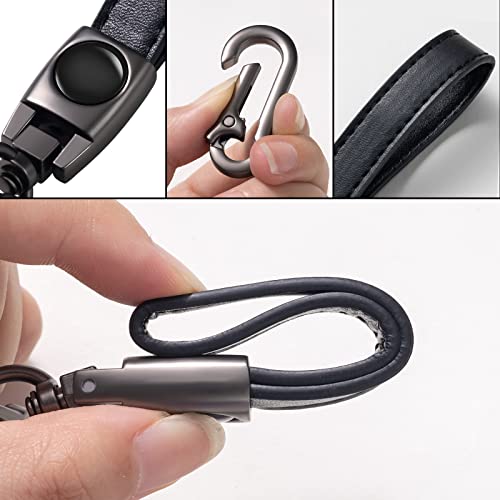 Lubolan  Leather Car Keychain Set For Chevrolet Silverado Colorado Tahoe Malibu Suburban Camaro Cruze Equinox Sonic R Men's And Women's Family Presents Keychain Keyring Lanyard Accessories (Black) #TOP2