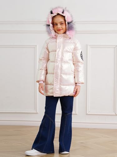 Kids Girls Shiny Long Length Jacket Winter Coat Weather Resistant Outerwear for Causal Daily Wear3