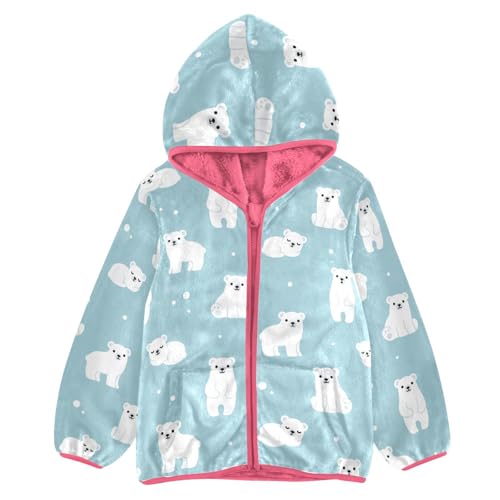 OTVEE Cute Cartoon Polar Bear Kids Hoodie Jacket Fall Spring Full Zip Warm Outwear Coat