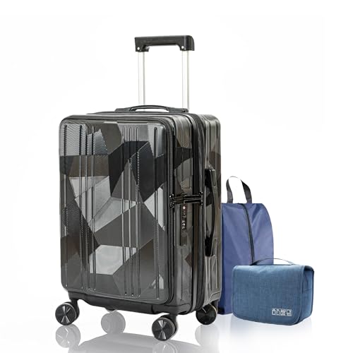 Lanuitjoy 22x14x9 TSA Hard Shell Carry-On Luggage Black