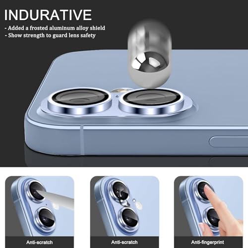 Image of Choiche Camera Lens Protector for iPhone 17 6.3-Inch, Full Coverage 9H Tempered Glass Ring Cover, Matte Metal Plate, Case Friendly, 1-Pack (BLUE)
