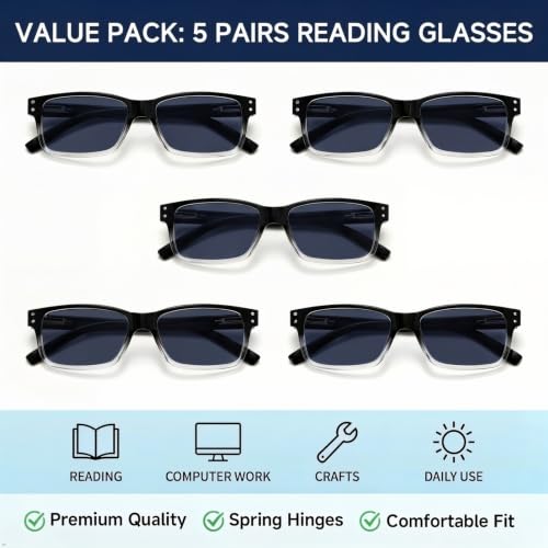 Image of Eyekepper Reading Sunglasses Men, Tinted Lens Readers for Women, 5pack 3.25