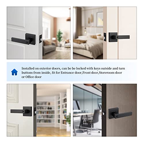 Image of Ravinte 10 Pack Heavy Duty Door Lever Door Lock Square Door Handles Right Left Handing Lever Set Matte Black Finish Entry Door Levers Front and Exterior Door Handle Set (Not Keyed Alike)