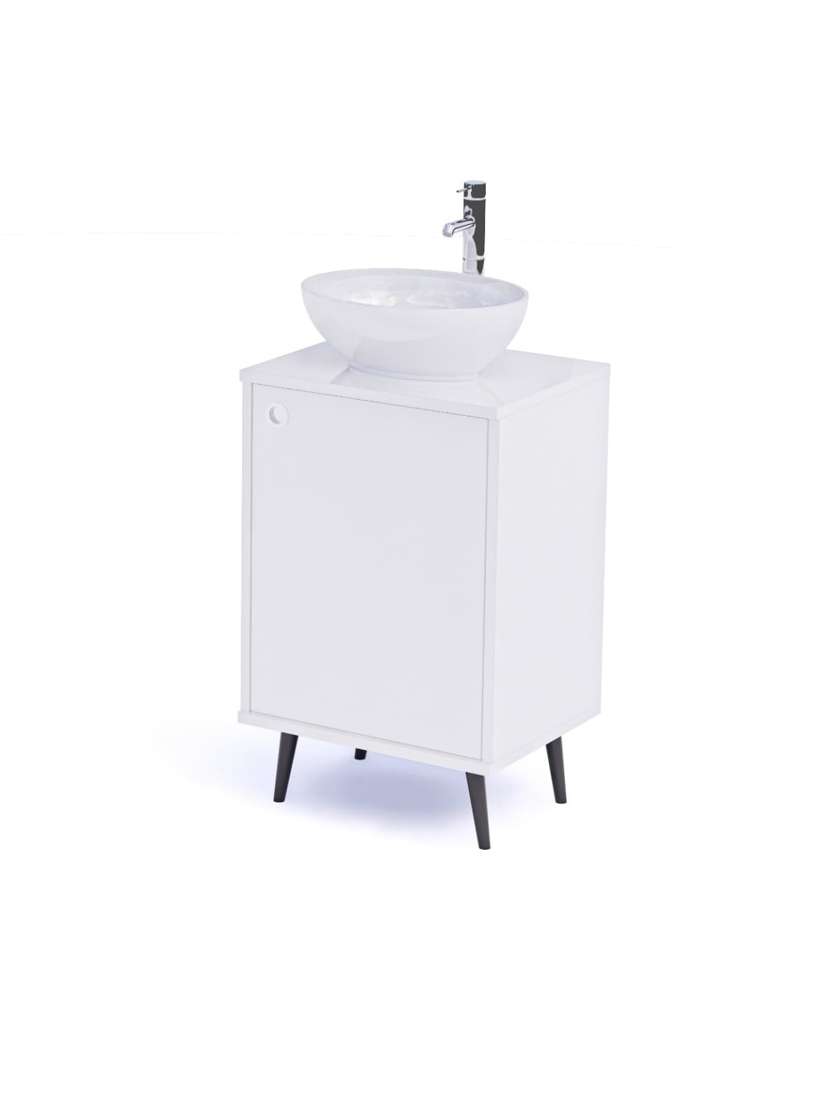 Mobile cabina centro estetico con lavabo e miscelatore inclusi 50cm Bianco (50_x_40_x_80_cm, Bianco)