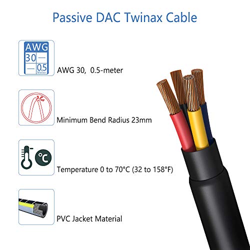 Image of QSFPTEK 10G SFP+ DAC Cable, 0.5m (2ft) Passive Direct Attach Copper Twinax Cable for Cisco SFP-H10GB-CU50CM, Ubiquiti, D-Link, Netgear, Mikrotik, Open Switch Devices