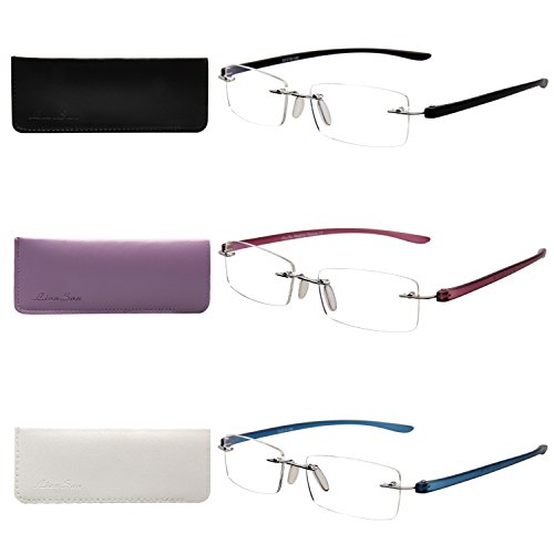 LianSan Rimless Lunettes de lecture Hommes Mode Femmes Sans Cadre Lecteurs Lunettes Lecture Lunettes LMO-017 3 paires +2.00 Cover