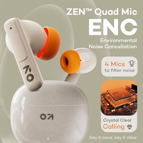 Image of GOBOULT W60 with 60H Playtime, Zen Quad Mic ENC, 50ms Xtreme Low Latency, Made in India, Type-C Fast Charging, 13mm Driver, IPX5 Combat Gaming Mode,TWS Ear Buds Wireless (White)