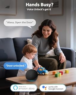 Philips Wi-Fi Smart Lock with Handles, WiFi Keyless Entry Front Door Lock Set, Keypad Deadbolt with Handle App Fingerprint Code Unlocking, Auto Locking, Built-in WiFi, Remote Control & Voice Unlock