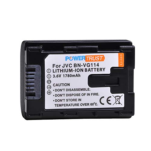 Powertrust 2-Pack Bn-Vg114 Battery + Fast Charger Kits For Jvc Bn-Vg107 Bn-Vg107U Bn-Vg108U Bn-Vg108E Bn-Vg114U Bn-Vg121U Bn-Vg138U Bn-Vg138 Camcorder Batteries #TOP2