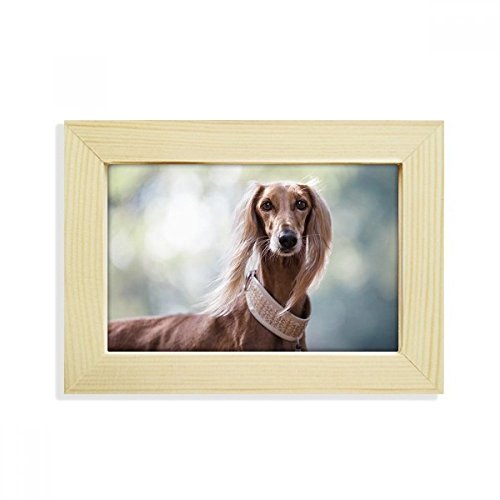 Pintura de perro de cuello largo 5x7 pulgadas en marco de madera artística 2