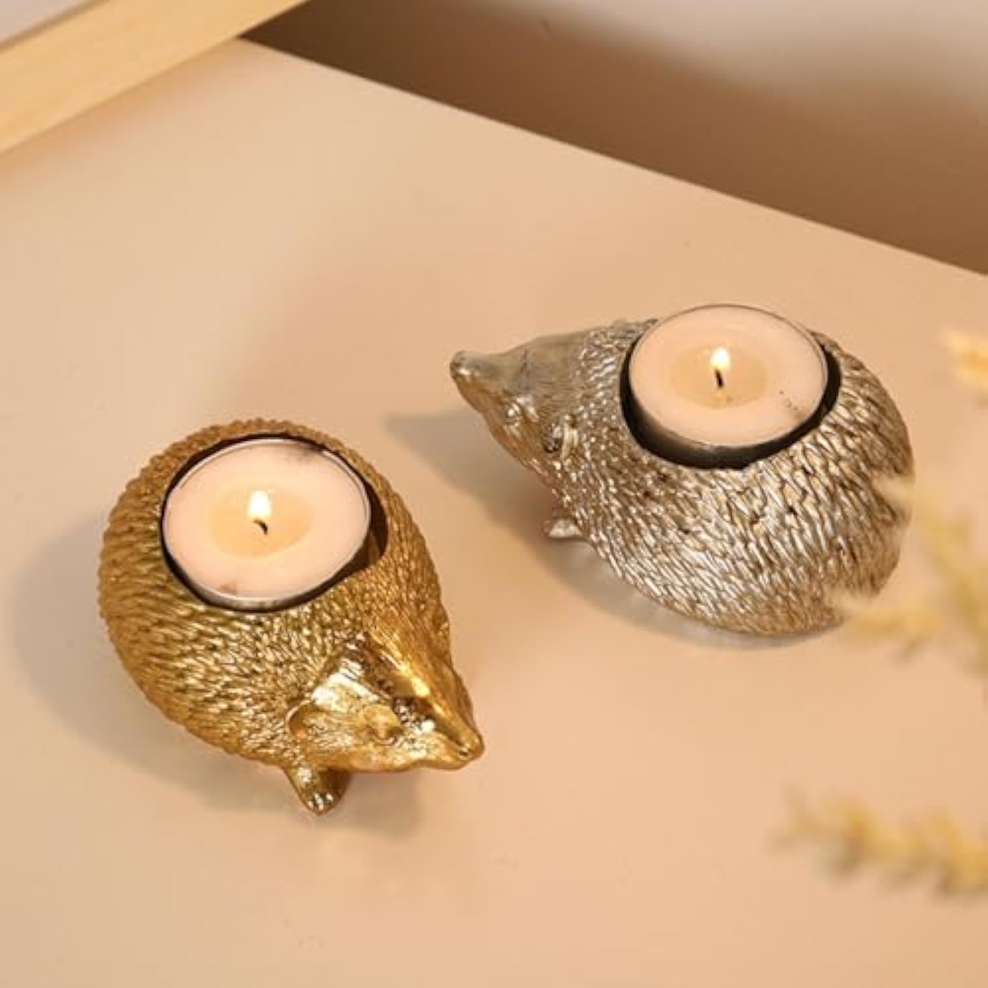 Hedgehog Candlestick Decorative Candle Holder, Silver