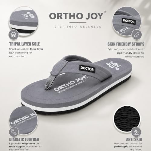 Image of ORTHO JOY EXTRA SOFT Ultra Cushion Slippers for Men's| Doctor | Lightweight & Comfortable| Orthopedic & Diabetic| Casual & Stylish| Non-Slip Durable Mcr Dr Chappals & House Flip flops For Gent's & Boy's