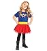 Produktbild KarnevalsTeufel Kinderkostüm Super Wendy Kleid in blau mit rotem Rock und abnehmbarem Cape Superheldin Verkleidung Retterin Heldin Supergirl (98)
