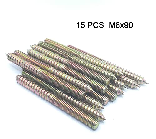 Image of Hanger Bolt M8x90 Double Headed Bolt Self-Tapping Screw for Furniture 15Pcs