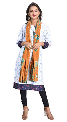 Image of Women's Pure Cotton Multi-Colored Traditional Authentic Tie Dye with Bandhej Bandhani Dupatta Chunni