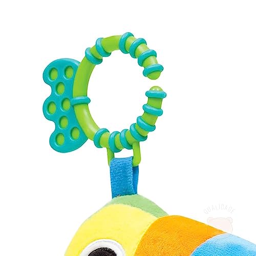 Brinquedo Chocalho De Bebê Mordedor Pelúcia Tucano Zuzu Infantil Buba Baby Verde