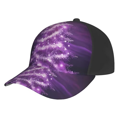 FWJZDSP Gorra de béisbol con Estampado de árbol navideño Morado y Hebilla Ajustable, Ideal para Adultos, para protegerse del Sol y para el Tiempo Libre (diseño Lateral Diferente).