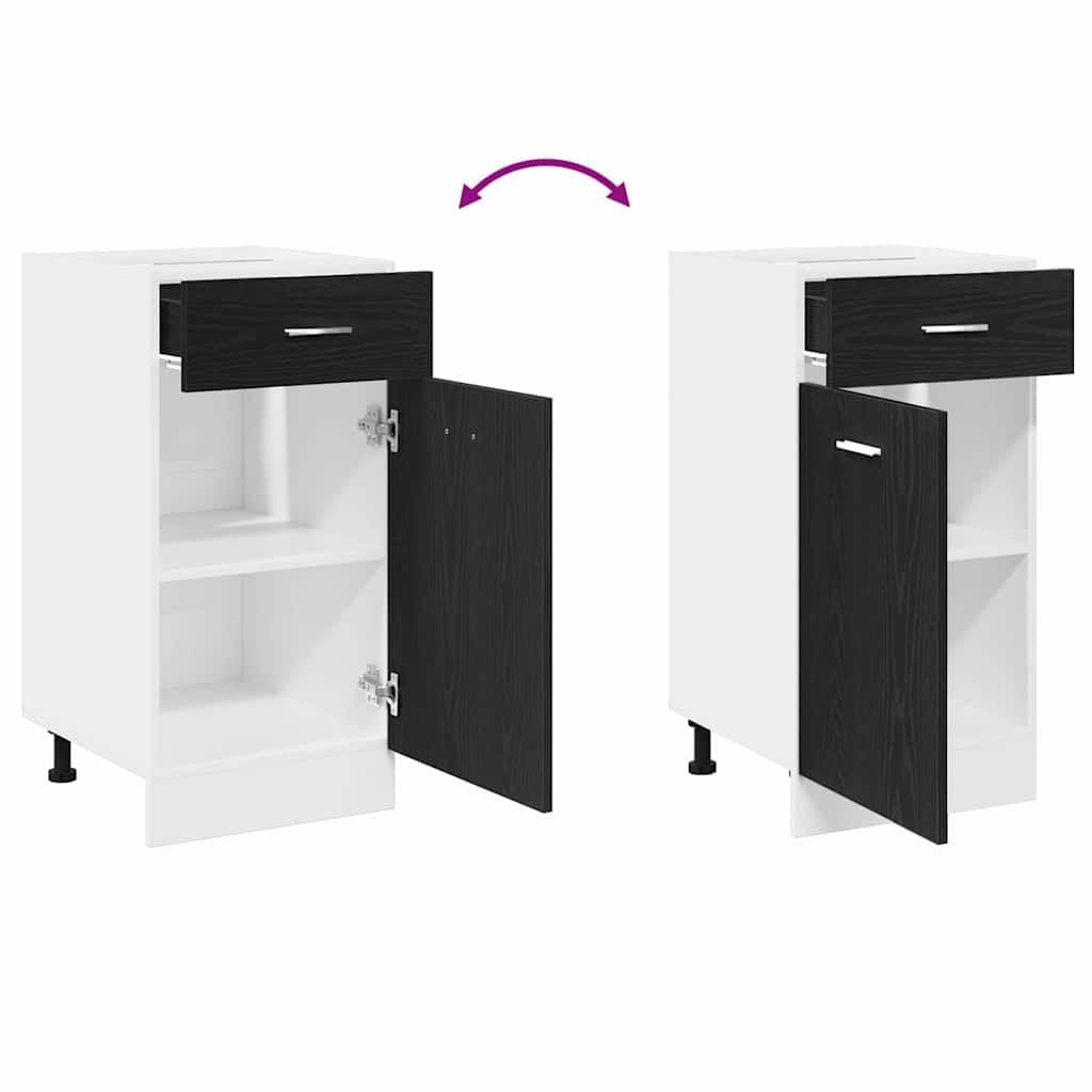 vidaXL Cajón Inferior del Armario Riga Roble Negro 40 x 46 x 81,5 cm, Amplio Espacio, Muebles de Cocina Modernos, Utilidad Duradera, diseño Rectangular, soluciones Inteligentes para organización