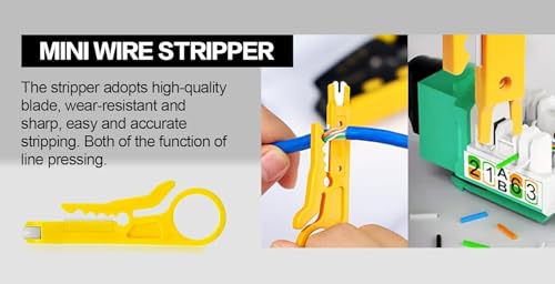 Image of XIKKART RJ45 Crimping Tool | Passthrough Cat5 /Cat7 Network Crimper with Wire Stripper & Cutter | Multifunctional Crimp Tool 6P 8P RJ11 RJ12 RJ45 STP /UTP - Include 50pc Cat6 Connecor & 50pc Boot