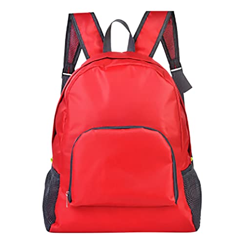 Leisure Large Capacity Outdoor Lightweight Water Proof Foldable Backpack Leather Backpack (Red, One Size), Red, One Size, Traditional Backpacks