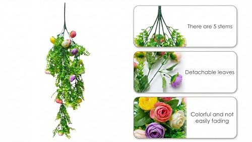 Image of Dekorly 2 Pack Artificial Plants Artificial Hanging Plants Faux Eucalyptus Leaf Greenery Fake Hanging Eucalyptus Plant (Green) (2, Multi Colour Fern Vines)