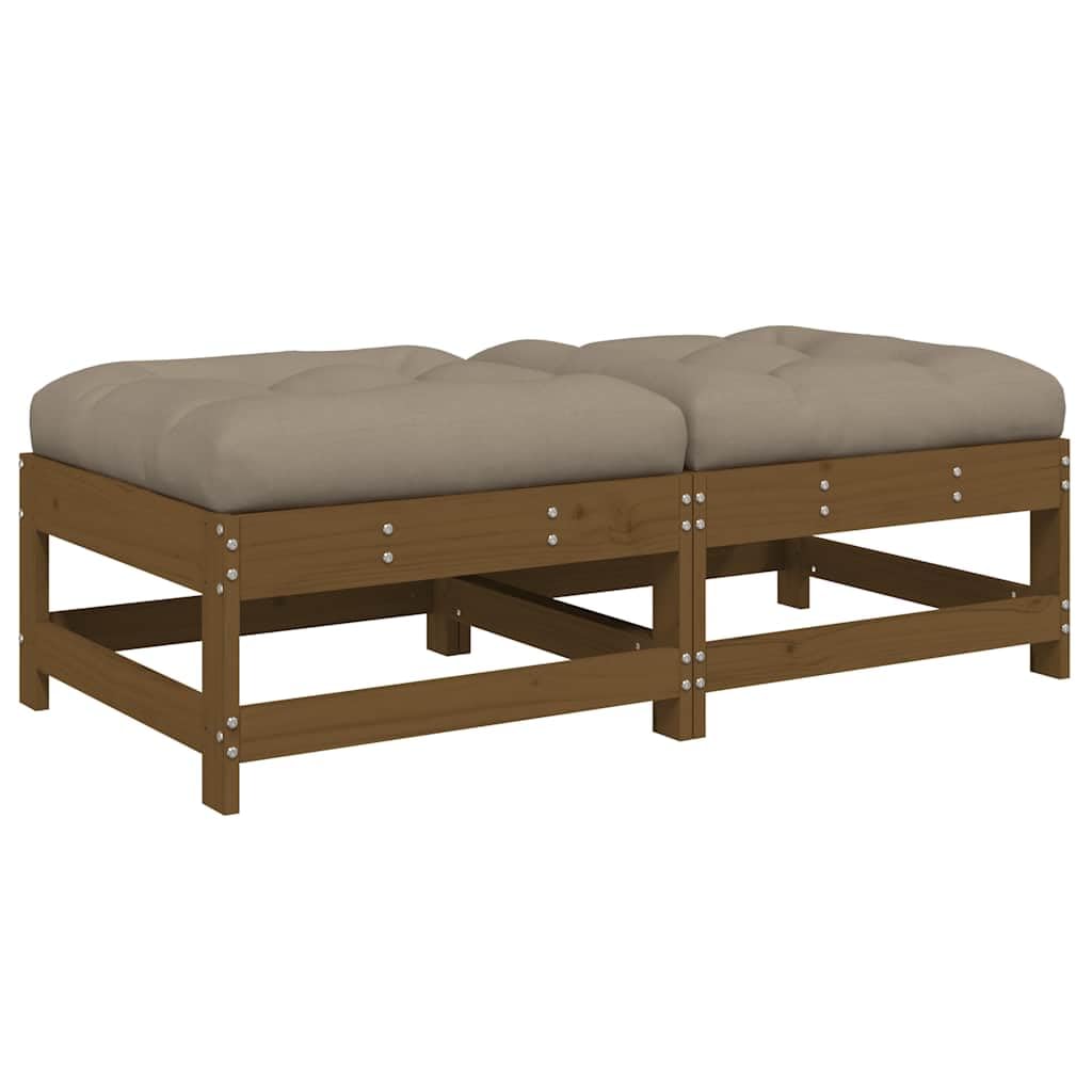 HaoChrymec Gartenhocker mit Kissen 2 STK. Honigbraun Massivholz Kiefer, Modulares Design, Hocker Outdoor, Fußhocker für Terrasse und Garten, 62 x 62 x 32 cm