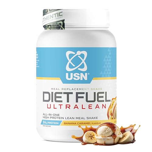 USN Diet Fuel Ultralean Meal Replacement Shake | Banana Caramel | 2kg with 36 Servings | High Protein, Low Calorie Shake | Calorie-Controlled Diet Support for Weight Loss | 24 Vitamins & Minerals