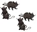 Set of 4 Spooky Plastic Squeaking Rats Halloween Decorations