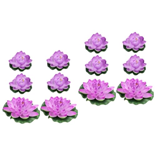 Lotus flottant artificiel violet haute densité pour décoration d'eau et étang extérieur