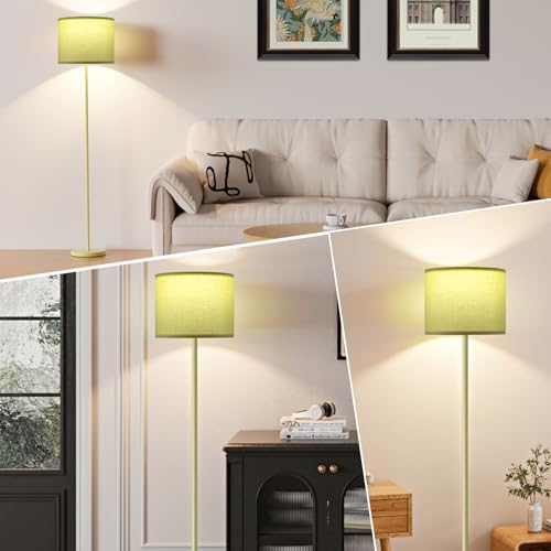 Image of Ambimall 60'' Modern Floor Lamp with Shade, Tall Lamps for Living Room, Bedroom, Office, Dining Room, Light Green Lampshade(Without Bulb)