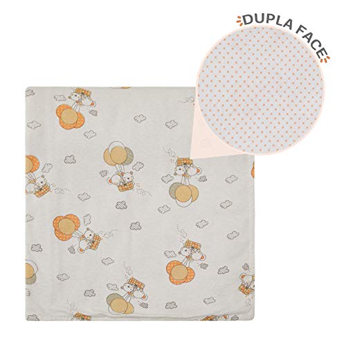 Manta papi malhas dupla face estampada 93cm x 93cm 01 un, Papi Textil, Bege