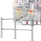 ZXHKZDX Supermercato Acciaio Inox Cancelli Ad Anta Battente Sicurezza per Ingresso, Piccoli A Senso Unico Pedone Porta Accesso, Chiusura Automatica Barricata Dispositivo(Silver,200X100CMX6.3CM/C)