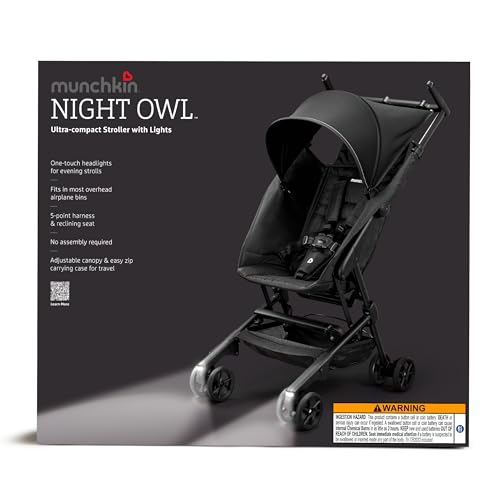 Munchkin® Night Owl™ Lightweight Travel Stroller with Wheel Lights, Ultra Compact Baby Stroller for Everyday Travel and Easy Storage, Essential Gear for Babies & Toddlers, Black - image 2