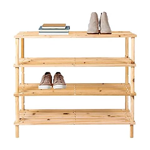 GBS Natural Wood 4 Tier Shoe Rack Cover