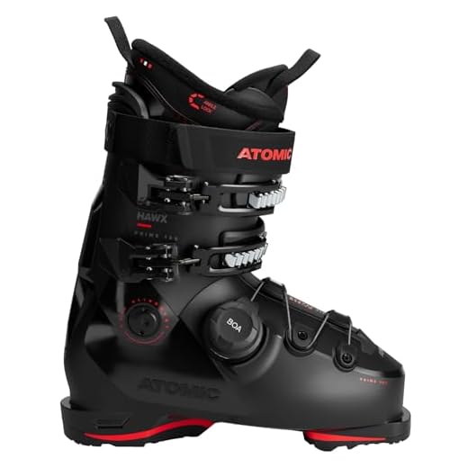 ATOMIC HAWX Prime 100 BOA Skischuhe in Schwarz/Rot - Größe 42/43 - Mittelbreite Ski-Boots mit 100 mm Passform & 100er-Flex - Hochwertige Ski-Schuhe mit präzisem BOA® Fit System