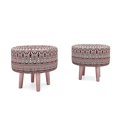 Image of Wakefit Tulum Printed Ottoman (Eva Maroon)