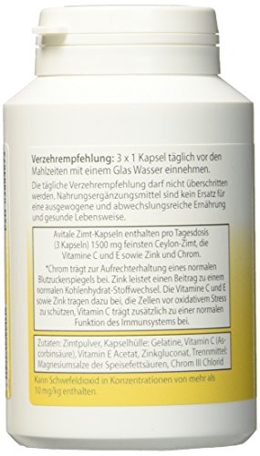 Avitale Zimtkapseln 500 mg mit Vitamin C und E, 120 Stück