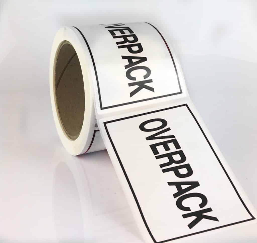 Overpack Black Label | 74 x 105 mm | Etichette autoadesive | Rotolo di 250 etichette adesive in vinile