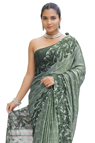 Image of MIRCHI FASHION Saree for Woman | Chiffon Floral Printed Breathable Occasional Sari with Blouse