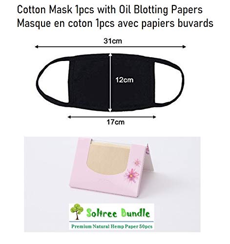 Made-in-Korea-Unisex-Kpop-Mask-Basic-Black-Cotton-Face-Mouth-Mask-BTS-EXO-Mask-SoltreeBundle-Oil-Blotting-Paper-50pcs Made in Korea Unisex Kpop Mask Basic Black Cotton Face Mouth Mask + SoltreeBundle Oil Blotting Paper 50pcs